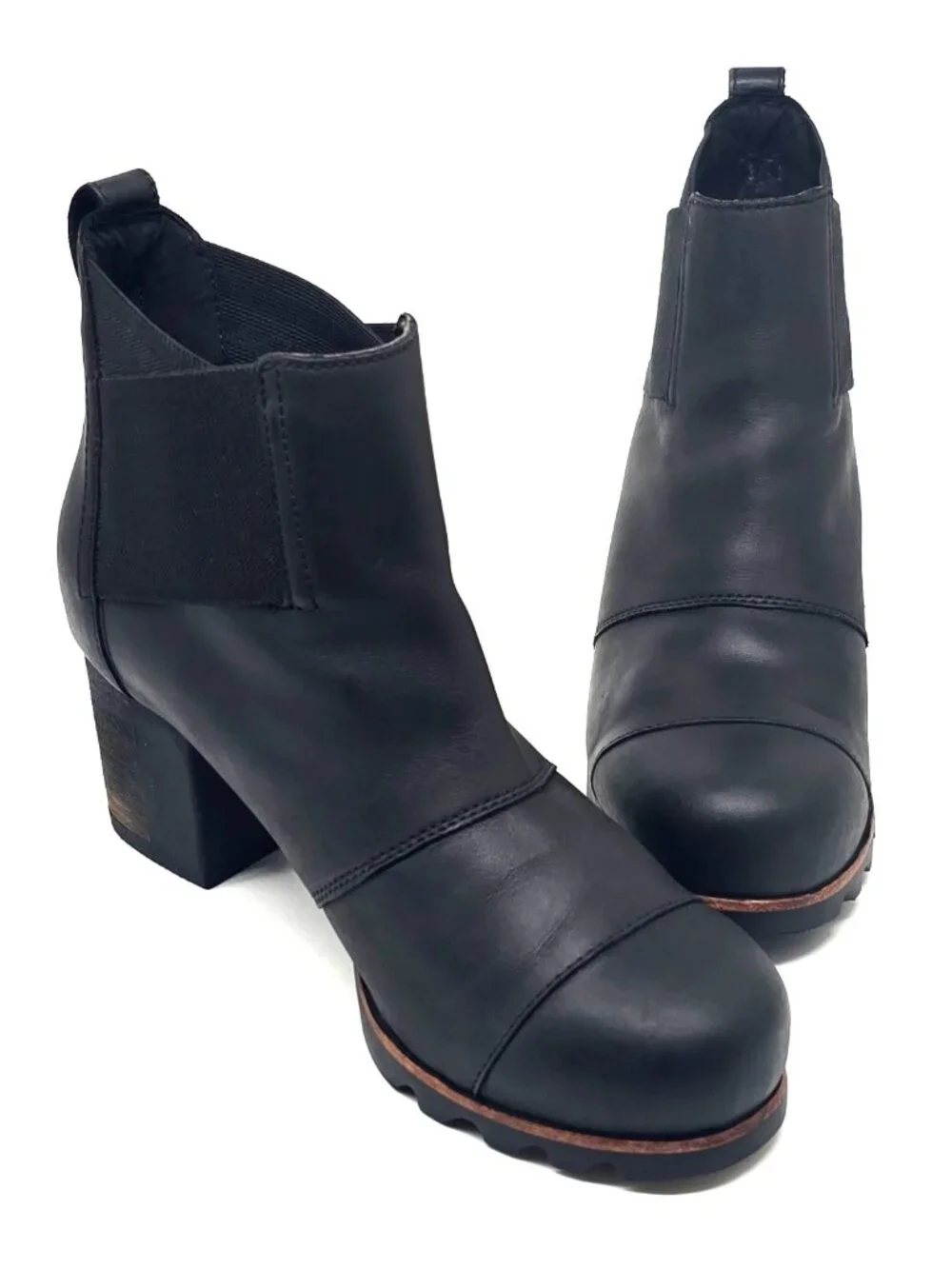 SOREL Addington Chelsea Black/Kettle Pull-on Boots Women's Size 9
